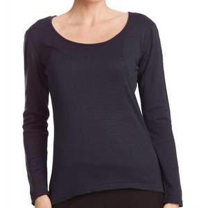 NEW ANGEL long sleeve scoop neck top in navy